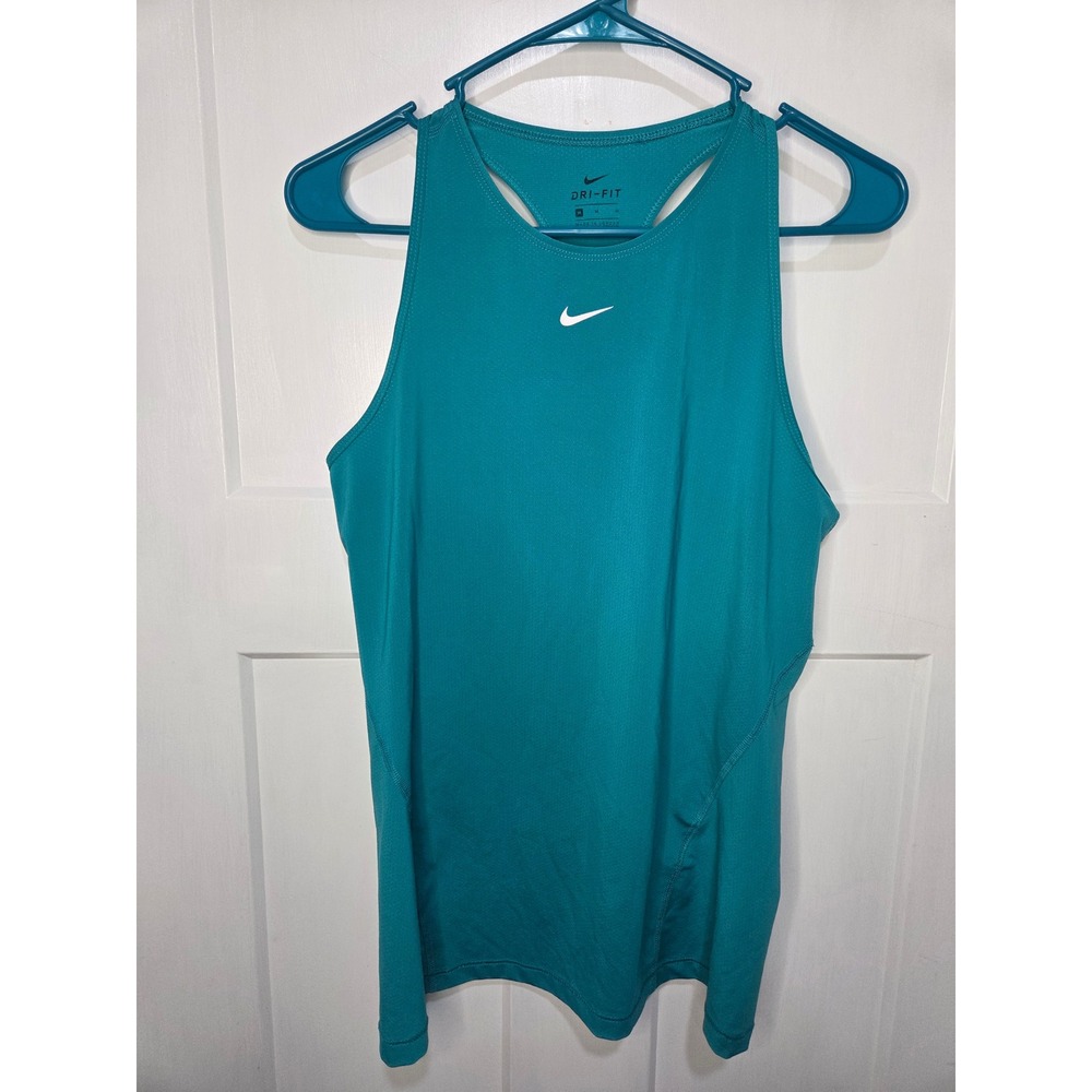 Nike Dri-FIT Racerback Training Tank Top Teal Blue Medium Mesh Workout Shirt